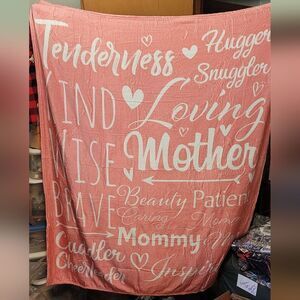 Mom Mother Minky Fleece Blanket in Pink and White 50x60